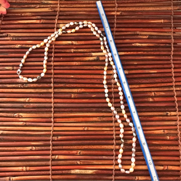 Honora Cream & Grey Long Pearl Necklace .925 Sterling Silver clasp 36” - Picture 10 of 12